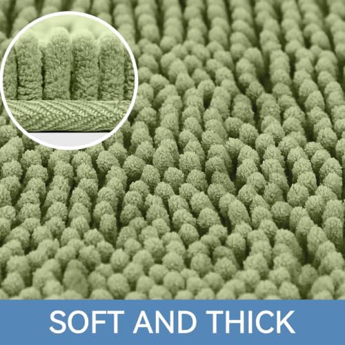 Bcoimo Bath Rug Mat, Sage Chenille High Absorbent Long Bathroom Runner Rugs - Image 3