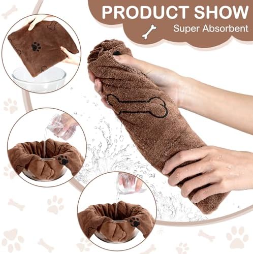 Chumia 8 Pcs Dog Towel for Drying, 40 x 24 Inch, Dog Paw and Bone - Image 6