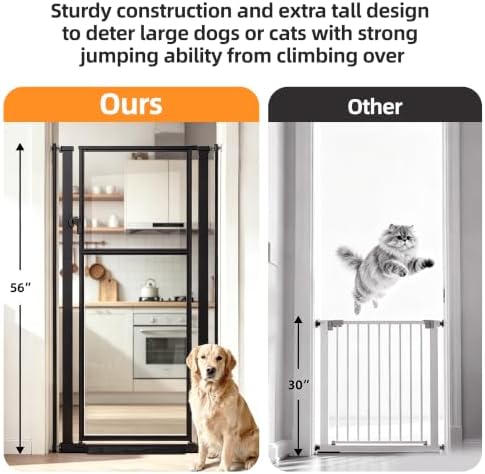 56" Extra Tall Clear Cat Gate, 33.5‑37.4" Wide Pet Gate - Image 6