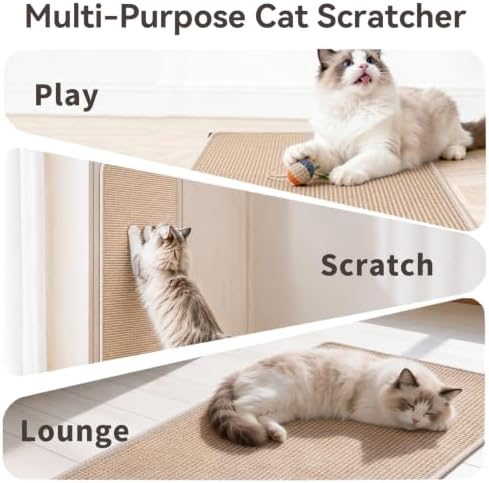 2 Pack Cat Scratcher Mat, 23.6x15.7 Sisal Cat Scratch Pad - Image 6