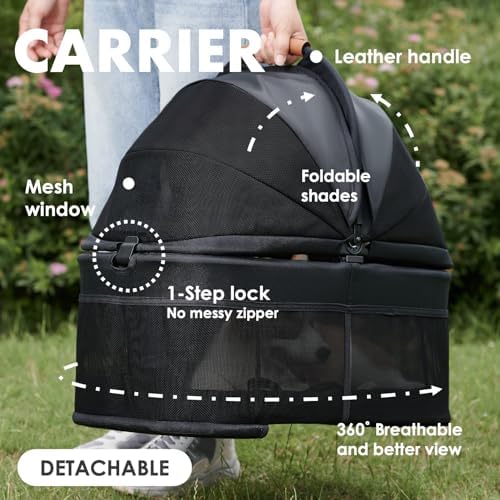 Zoosky 3 in 1 Dog Stroller, Folding Pet Stroller w/Removable Carrier - Image 5