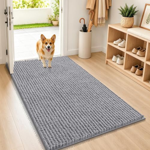 Smiry Dog Door Mat for Muddy Paws 44x24, Ultra Absorbent Chenille Doormat by Smiry