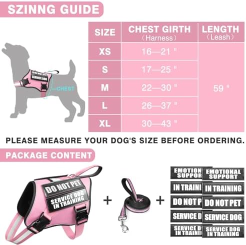 Service Dog Vest Harness and Leash Set+10 Patches, No Pull&Easy Walk Reflective - Image 5