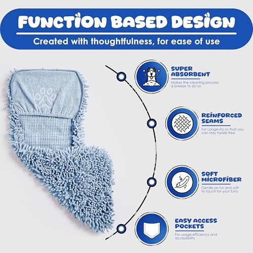 Dog Towel for Drying Dogs, Absorbent Microfiber Bath Towel, Hand Pockets - Image 3