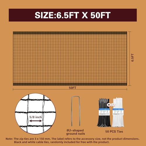 Deer Fence Netting, Plastic Mesh Fence 6.5x50ft, Reinforced Edges 55gsm Heavy - Image 3