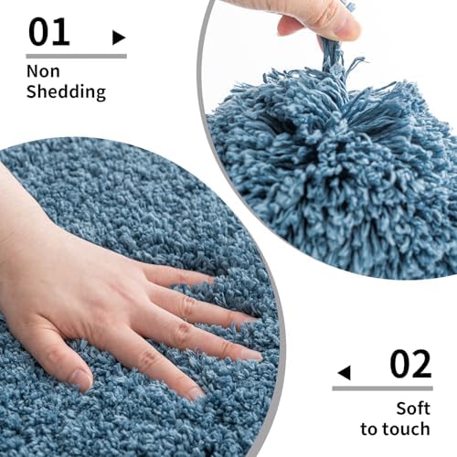 Disolla Blue Bathroom Rugs 24x48, Non-Slip Plush Thick Bath Mat - Image 4