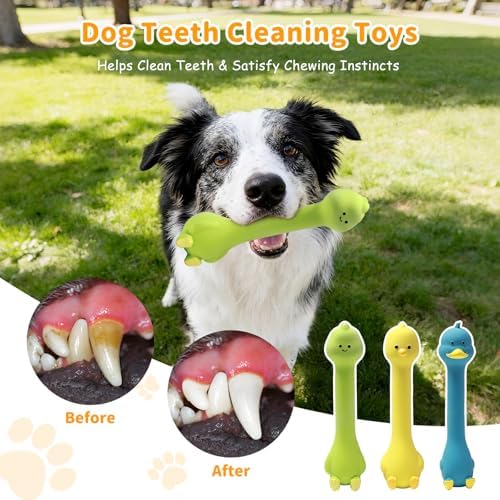 Latex Squeaky Dog Toys, 3 Pack Soft Rubber Dog Chew Toys, 8.7" Standing Stick - Image 4