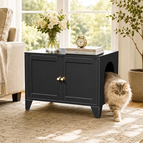 Metal Cat Litter Box Enclosure Furniture, Hidden Cat Washroom Cabinet - Image 2