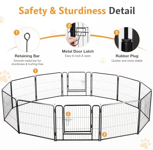 NEWBULIG Dog Playpen 12 Panels 40 Inch Indoor Outdoor Metal Dog Fence Pen - Image 6