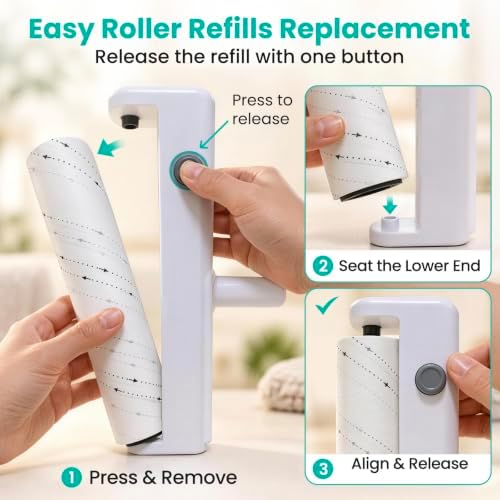 Large Lint Roller for Pet Hair, 9.45in Wide Floor Sticky Roller Long Handle - Image 7