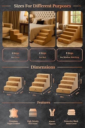 Noah & Paw Dog Stairs for Large Dogs, Wide Dog Ramp for Bed - Image 4