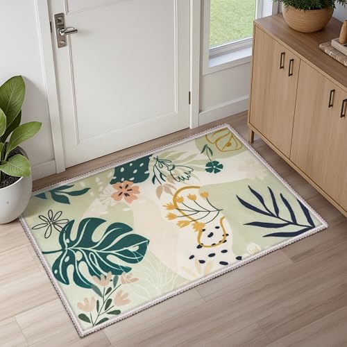 Joiedomi Door Mat Indoor Entrance 2x3 Machine Washable Art Floral Small Rugs by Joiedomi