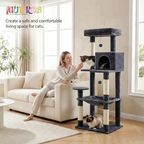 MUTTROS Cat Tree, 56.3" Multi-Level Cat Tower - Image 4