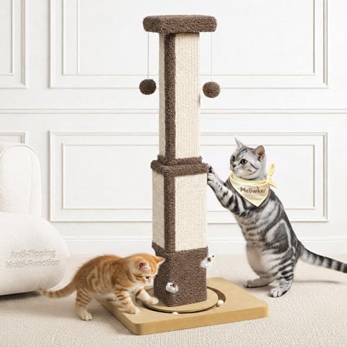 33.8" Tall Sisal Vertical Cat Scratching Post by Meowker