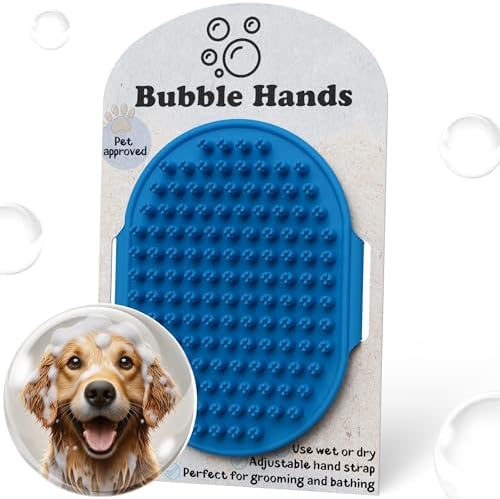 Dog Bath Brush - Silicone Grooming and Shedding Brush by BUBBLEHANDS