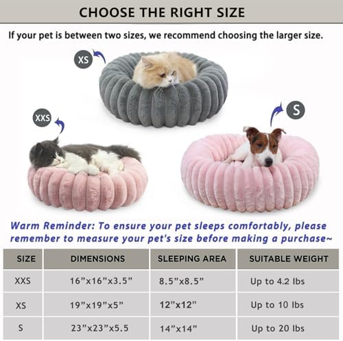 Pink Puppy Beds for Small Dogs and Kitty Washable Soft Comfort Donut Cute - Image 4