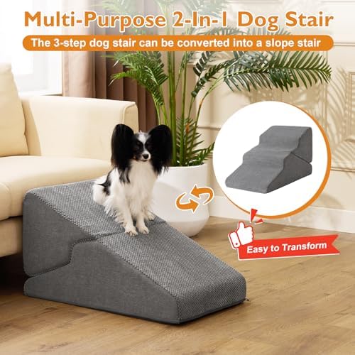 Ahpmeoa Dog Stairs for Small Dogs 16’’ H, 3-Step Dog Steps for Bed - Image 2