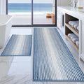 BSICPRO Bathroom Rugs Sets 2 Piece, Non Slip Striped Bath Mats, Sky Blue by BSICPRO