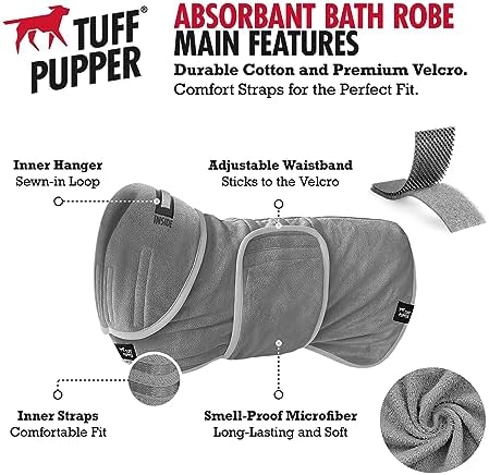 Tuff Pupper Fast Drying Dog Bath Robe | 800 GSM Plush Dog Towel - Image 2