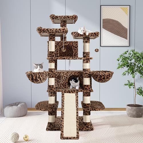 Allewie 68 Inches Cat Tree/House and Towers - Image 2