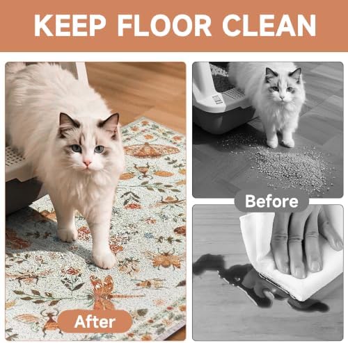 Cat Litter Mat, Traps 100% Cat Litter, Non-Slip Litter Box Trapping Mat - Image 3