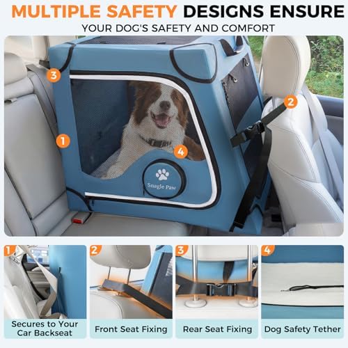 Snagle Paw Portable Dog Crate for Car Travel, Metal Frame Pet Crate, Pet - Image 5