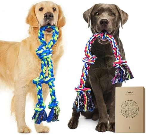 Feeko Dog Rope Toys for Large Breed Aggressive Chewers, Tough Chew Dog Toys by Feeko