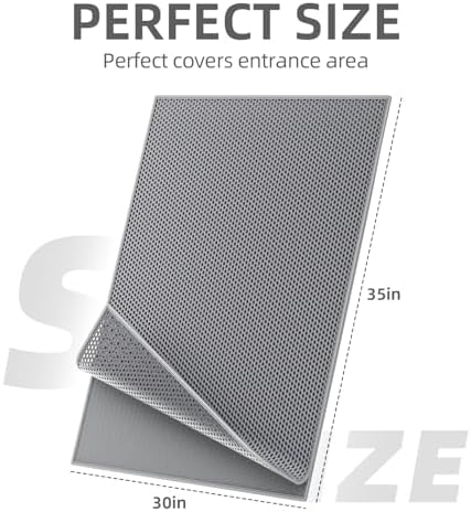 ESTHELLO Cat Litter Mat Honeycomb Double Layer Design 36’’ x 30’’ Gray - Image 2