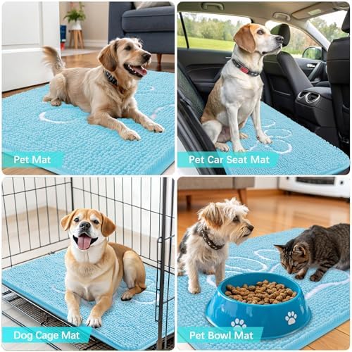 OLANLY Dog Door Mat for Muddy Paws 40x32, Paw Print Design Chenille Mud Mat - Image 7