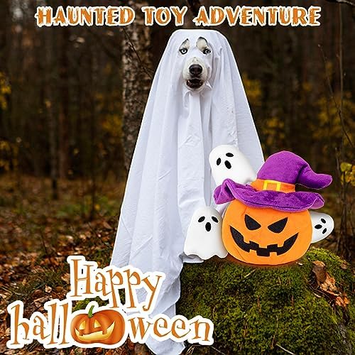 lilfrd Halloween Dog Toys, Pumpkin Ghost Hide & Seek Squeaky Toy - Image 6