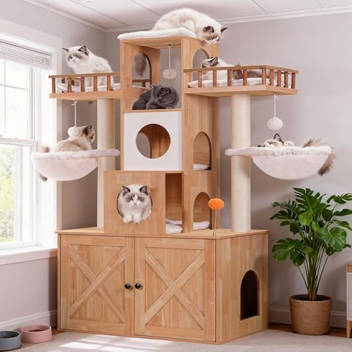 Heybly Cat Tree with Litter Box Enclosure by HEYBLY