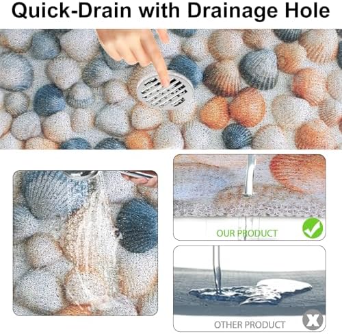 Square Shower Mat, Yonala 27 x 27 Inch Stylish Non Slip Shower Mats - Image 5