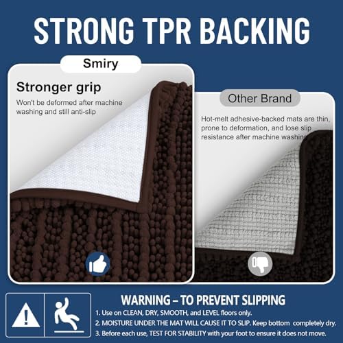 Smiry Bathroom Rugs 47X24, Extra Soft Rubber Backing Chenille Bath Mats - Image 3