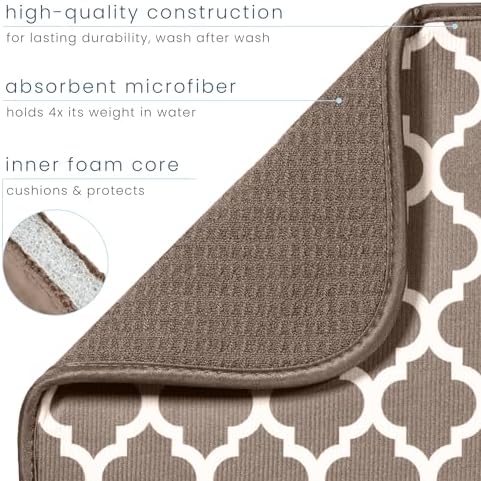 S&T INC. Dish Drying Mat, Tan Trellis - Image 3