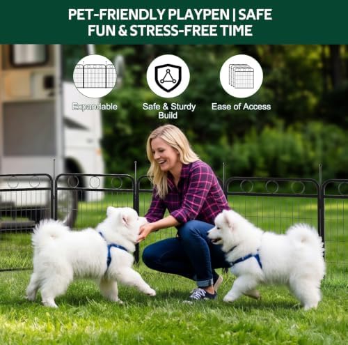 Dog Playpen Indoor Outdoor, 24 Inch 6 Panel Metal Dog Pen - Image 3