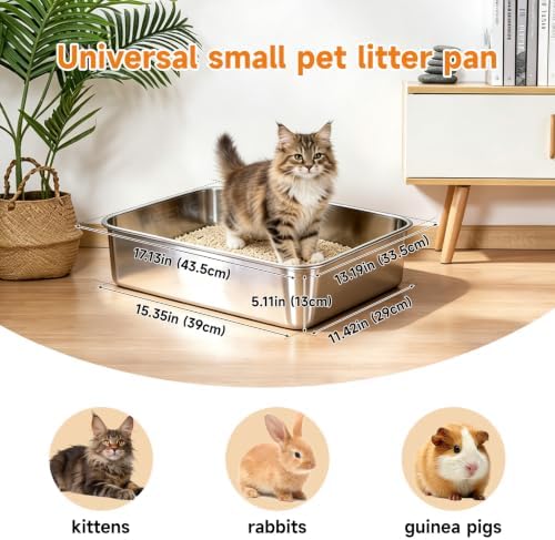 Stainless Steel Cat Litter Box Sturdy Metal Pan - Image 2