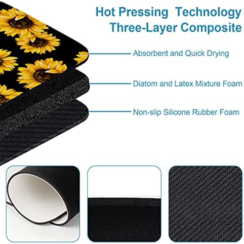 YISUMEI Yellow Sunflower Bathroom Mat, Non-Slip Super Absorption Bath Carpet - Image 5