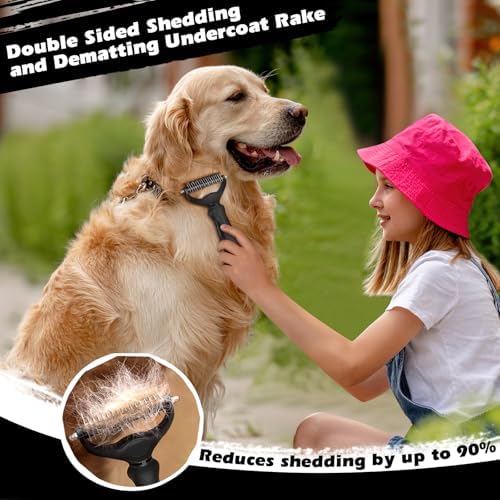 Professional 3PCS Self Cleaning Slicker Brush & Pet Grooming Rake & Flea Comb - Image 3