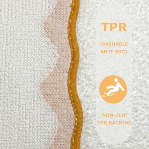 Cute Yellow Scalloped Bathroom Mat, Fun Plush Luxury Microfiber Bath Rug - Image 7