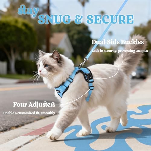 rabbitgoo Cat Harness and Leash Set, Escape Proof Vest, Light Blue - Image 6