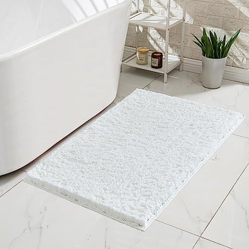 CozeCube 24"x16" White Non Slip Microfiber Bathroom Rug Washable - Image 2
