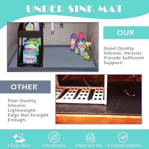 URMONA Waterproof Silicone Under Sink Mat, 28 x 22 in, Flexible Shelf Liner - Image 5