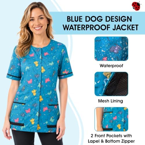 Ladybird Line 713 Unisex Blue Dog Waterproof Grooming Apron, Hair Bleach - Image 2