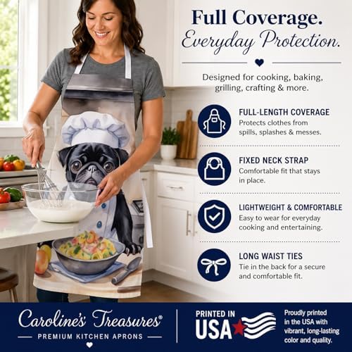 Caroline's Treasures Pug The Chef Apron Cooking Kitchen Server Baking Crafts - Image 4