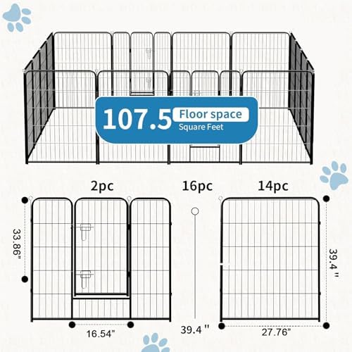 NEWBULIG Dog Playpen Indoor16 Panels 40 Inch, Metal Outdoor Dog Fence Pen - Image 5