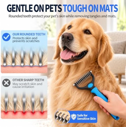 2Pcs Dematting Comb, Pet Grooming Rake & Metal Comb & Flea Comb - Image 4