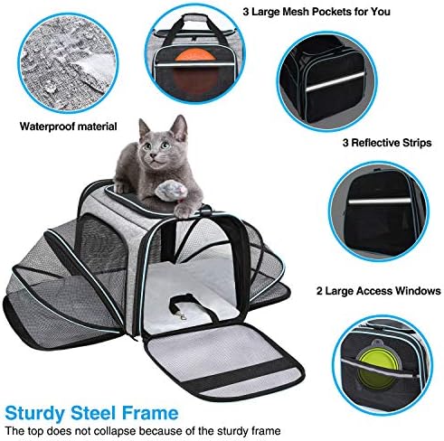 Airline Approved Portable Pet Carrier 2 Sides Expandable Soft-Sided Large Cats - Image 4