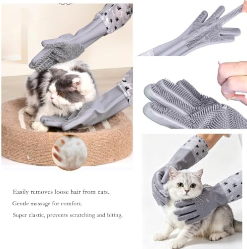 Pet Grooming Long Sleeve Washing Gloves feature silicone grooves design - Image 4