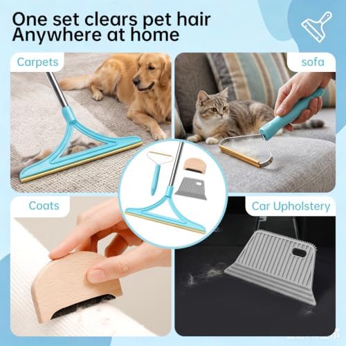 4-in 1 Carpet Rake for Pet Hair Removal, Reusable Pet Hair Remover Tool - Image 5