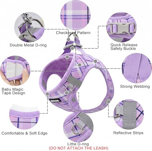 AIITLE Step in Dog Harness and Leash Set Plaid Adjustable - Image 5